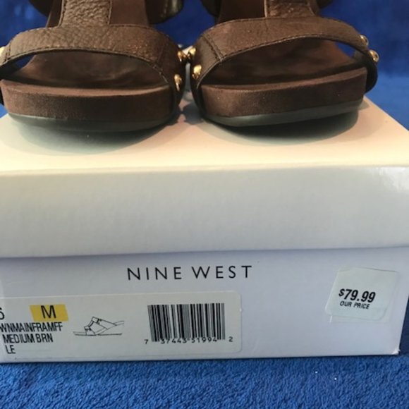 Nine West Med. Brown Wedge Slide Size 6 🎀 - Picture 3 of 7